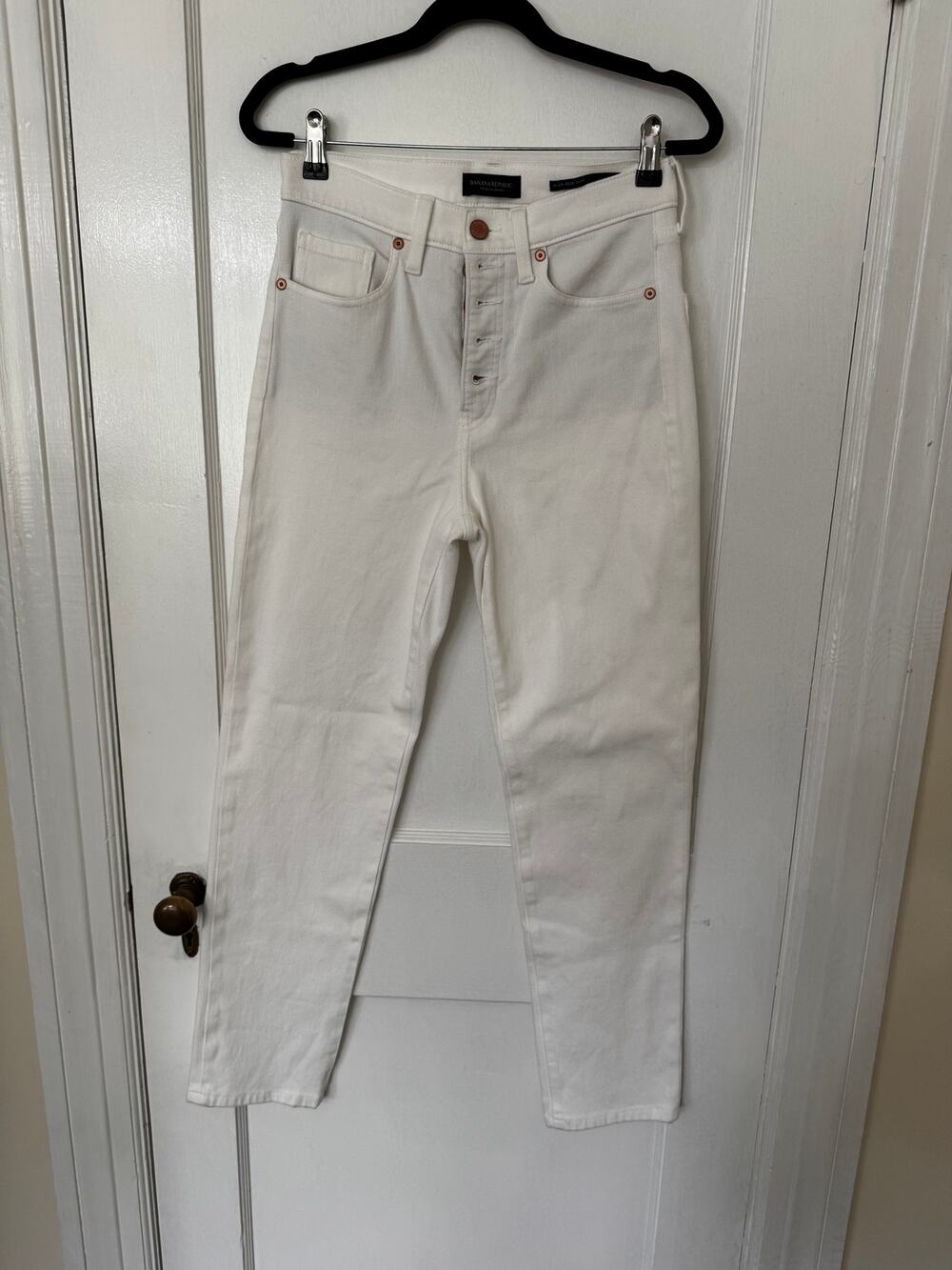 Banana Republic High Rise Slim White Jeans